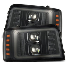 Load image into Gallery viewer, AlphaRex 92-96 Ford F-Series/Bronco PRO-Series Proj Headlights Alpha-Blk w/Seq. Sig & DRL