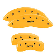 Load image into Gallery viewer, MGP 4 Caliper Covers Engraved Front & Rear MGP Yellow finish black ch