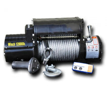 Load image into Gallery viewer, DV8 Offroad 12000 LB Winch w/ Steel Cable & Wireless Remote - Black