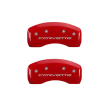 Load image into Gallery viewer, MGP 4 Caliper Covers Engraved Front & Rear C6/Corvette Red finish silver ch