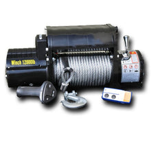 Load image into Gallery viewer, DV8 Offroad 12000 LB Winch w/ Steel Cable & Wireless Remote - Black