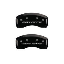 Load image into Gallery viewer, MGP 4 Caliper Covers Engraved Front & Rear C6/Corvette Black finish silver ch
