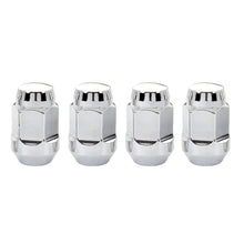 Load image into Gallery viewer, McGard Hex Lug Nut (Cone Seat Bulge Style) M12X1.5 / 3/4 Hex / 1.45in. Length (4-Pack) - Chrome
