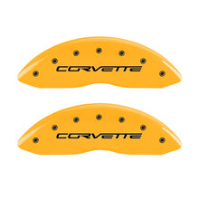 Load image into Gallery viewer, MGP 4 Caliper Covers Engraved Front &amp; Rear C6/Corvette Yellow finish black ch
