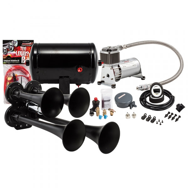 KLEINN HK4-1 BLACK QUAD AIR HORN KIT - UNIVERSAL KIT