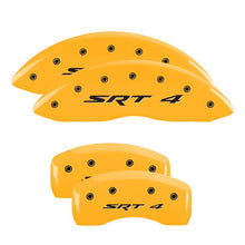 Load image into Gallery viewer, MGP 4 Caliper Covers Engraved Front &amp; Rear C6/Corvette Yellow finish black ch
