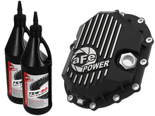 Load image into Gallery viewer, AFE Power 11-18 GM 2500-3500 AAM 9.25 Axle Front Diff Cover Black Machined w/ 2 Qts 75w90 Oil
